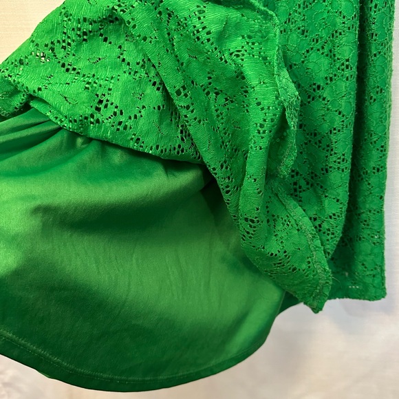 Xhilaration Emerald Green Floral Lace Elastic Waist Dress Size Small - Picture 6 of 15